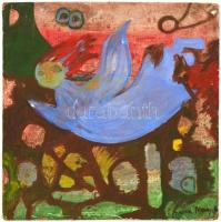 Anna jelzéssel: Angyal. Olaj, farost, sérült, 29,5×29,5 cm