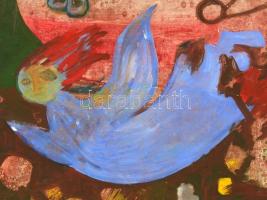 Anna jelzéssel: Angyal. Olaj, farost, sérült, 29,5×29,5 cm