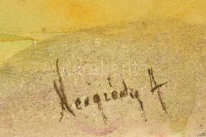 Neogrády A jelzéssel: Tanya. Akvarell, papír, sérült. Sérült üvegezett fa keretben, 20,5×30 cm