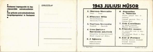 Budapest XIV. Alpesi Falu Barieté az Angol parkban. Reklámlap bohóccal (15 cm x 10,3 cm). Kinyitható...