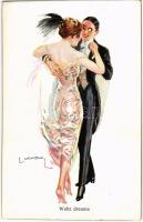 Waltz dreams. Italian Art Nouveau postcard. E.A.S.B. 103/1. s: Usabal