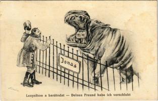 Lenyeltem a barátodat / Deinen Freund habe ich verschlukt / I swallowed your friend! hippopotamus humour s: Kertész