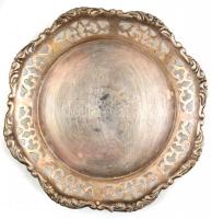 6 db ezüstözött alpakka poháralátét, kopásnyomokkal, d: 11 cm