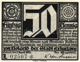 Német Birodalom/Weimari Köztársaság/Erfurt 1921. 50Pf (5x) mind klf, teljes sor! T:I