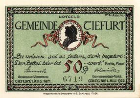 Német Birodalom/Weimari Köztársaság/Tiefurt 1921. 25Pf, 50Pf (2x), 75Pf, teljes sor! T:I 4 klf db!