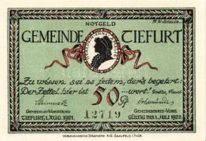 Német Birodalom/Weimari Köztársaság/Tiefurt 1921. 25Pf, 50Pf (2x), 75Pf, teljes sor! T:I 4 klf db!