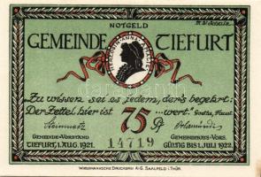 Német Birodalom/Weimari Köztársaság/Tiefurt 1921. 25Pf, 50Pf (2x), 75Pf, teljes sor! T:I 4 klf db!