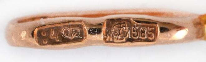 Arany (Au) 14K függő, kövekkel, jelzett, h: 3,5 cm, bruttó: 2,4 g