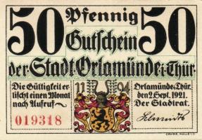 Német Birodalom/Weimari Köztársaság/Orlamünde 1921. 25Pf, 50Pf (6x), mind klf, teljes sor! T:I