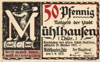 Német Birodalom/Weimari Köztársaság/Mühlhausen 1921. 50Pf (5x) mind klf, teljes sor! T:I