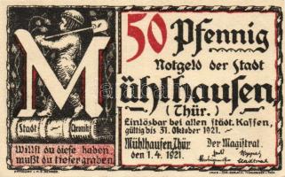 Német Birodalom/Weimari Köztársaság/Mühlhausen 1921. 50Pf (5x) mind klf, teljes sor! T:I
