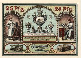 Német Birodalom/Weimari Köztársaság/Plaue 1921. 10Pf, 25Pf, 50Pf mind klf, teljes sor! T:I