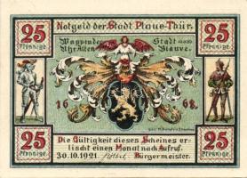 Német Birodalom/Weimari Köztársaság/Plaue 1921. 10Pf, 25Pf, 50Pf mind klf, teljes sor! T:I