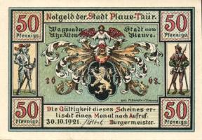 Német Birodalom/Weimari Köztársaság/Plaue 1921. 10Pf, 25Pf, 50Pf mind klf, teljes sor! T:I