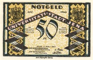 Német Birodalom/Weimari Köztársaság/Jena 1921. 10Pf, 25Pf, 50Pf (3x), 75Pf (3x), 8klf db, teljes sor...