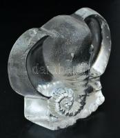 Elefántot ábrázoló plasztikus üveg levélnehezék, Riedel Austria, matricával jelzett, 10x11 cm