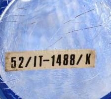 Karcag üveg váza, Riedel Austria, világoskék színezéssel, matricával jelzett, peremén apró csorbákka...