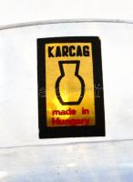 Karcag üveg váza, Riedel Austria, világoskék színezéssel, matricával jelzett, peremén apró csorbákka...