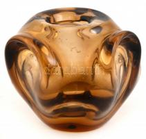 Amorf hutaüveg váza, kis kopásnyomokkal, m: 9 cm, d: 12 cm