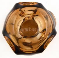 Amorf hutaüveg váza, kis kopásnyomokkal, m: 9 cm, d: 12 cm