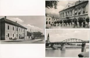 Kunszentmárton - 3 db modern képeslap (gyógyszertár, Körös-híd, Köztársaság tér, Tanácsháza). Képzőművészeti Alap Kiadóvállalat / 3 modern postcards