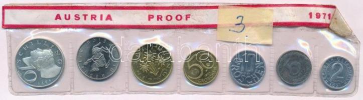 Ausztria 1971. 2gr-10Sch (7xklf) forgalmi sor lezárt fólia tokban T:1 (eredetileg PP)  Austria 1971. 2 Groschen - 10 Schilling (7xdiff) coin set in foil packing C:UNC (originally PP)