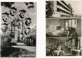 Pécs - 6 db modern képeslap (Mecseki kultúrpark, repülő, Vidám park, Munkásszálló, Móricz Zsigmond t...