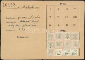 1947-49 Pedagógus szakszervezeti igazolvány tagsági bélyegekkel