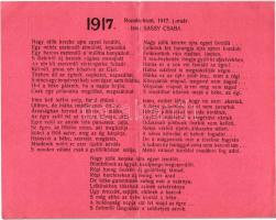 1917 Tábori Postai Levelezőlap. Kihajtható, benne Sassy Csaba költő és katona "Román-front"...