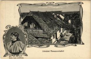 1914 Rimaszombat, Rimavská Sobota; Blaha Lujza szülőháza. Lévai Izsó kiadása / birth house of famous Hungarian actress. Art Nouveau
