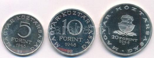 1948. 5Ft Ag "Petőfi" utánveret + 10Ft Ag "Széchenyi" utánveret + 20Ft Ag "...