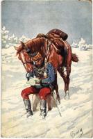 K.u.K. hussar with horse. B.K.W.I. 933-9. s: K. Feiertag