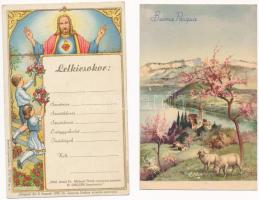 4 db RÉGI motívum képeslap: vallás / 4 pre-1945 motive postcards: religion