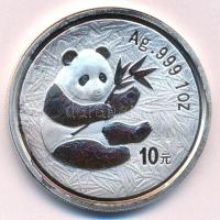 Kína 2000. 10Y Ag Panda (31,25g/0.999) T:PP patina China 2000. 10 Yuan Ag Panda (31,25g/0.999) C:PP patina Krause KM#1310
