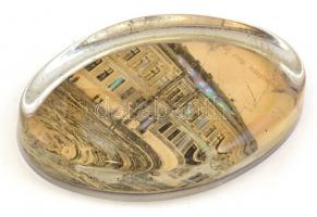 Állami Polgári Leányiskola levélnehezék, karcolásokkal, 11×7 cm