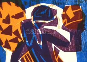 Kunt Ernő (1920-1994): Karácsony 1979. Linómetszet. Jelzett. 40x17 cm