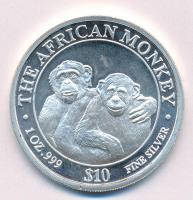 Szomália 2000. 10$ Ag Csimpánz T:1  Somalia 2000. 10 Dollars Ag Chimpanzee C:UNC  Krause X#11