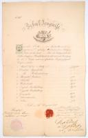 1857 A Pesti Kereskedelmi iskola bizonyítványa 6kr CM illetékbélyeggel