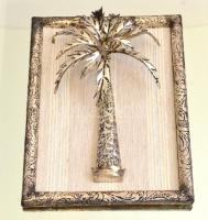 Pálmafa plasztikus ezüstszínű dísztárgy keretben, tükörre applikálva, falra akasztható, sérült doboz...