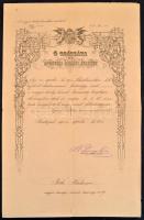 1892 Főhadnagyi kinevezés b. Fejérváry Géza honvédelmi miniszter aláírásával