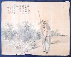Azonosítatlan jelzéssel: Kínai akvarell-papír. 38x48 cm Szélén szakadásokkal.
