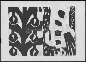 Kunt Ernő (1920-1994):4 db linómetszet klf méretben. Jelzés nélkül. 30x35 cm