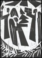 Kunt Ernő (1920-1994):4 db linómetszet klf méretben. Jelzés nélkül. 30x35 cm