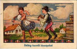 1949 Boldog Húsvéti Ünnepeket! / Easter greeting card, Hungarian Easter tradition s: Pámmer (EK)