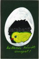 1938 Kellemes Húsvéti Ünnepeket! / Custom made hand-painted Easter greeting art postcard (EK)