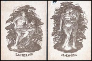 Jelzés nélkül: 5 db erotikus litográfia. 26x18 cm