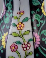 Herendi Siang Noir mintás mini váza, kézzel festett, jelzett,  apró kopásnyomokkal, m: 9 cm