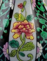 Herendi Siang Noir mintás mini váza, kézzel festett, jelzett,  apró kopásnyomokkal, m: 9 cm