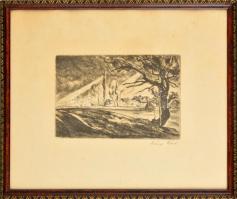 Szőnyi István (1894-1960): Római fürdő. Rézkarc, papír, jelzett, üvegezett keretben, 15×21 cm