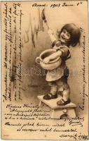1903 New Year greeting art postcard. No. 568. s: F. Gareis